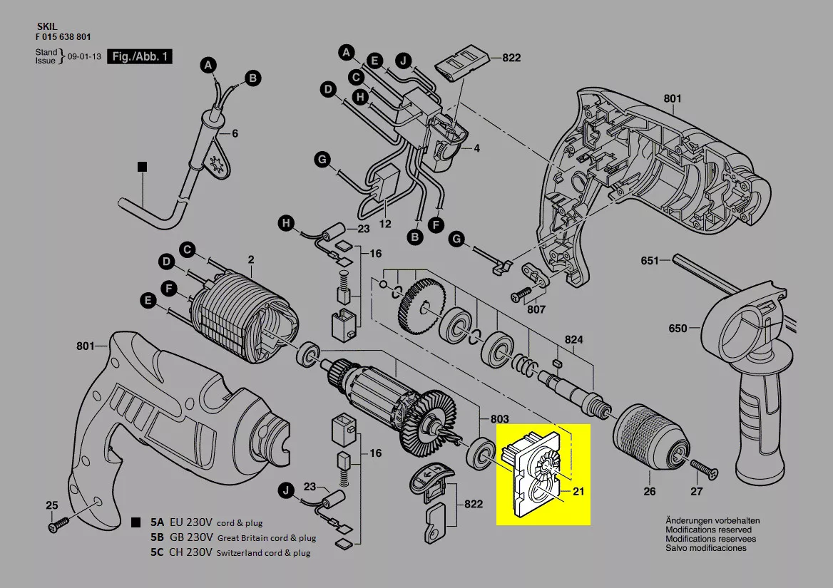 Pont transmission réf. 2610399639 Skil